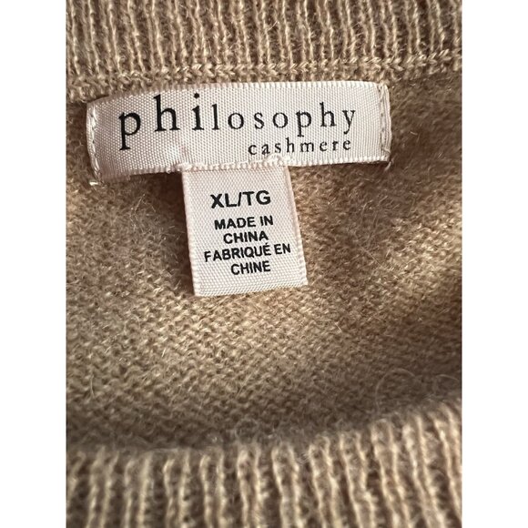 Philosophy 100% cashmere orange tan colorblock designer sweater boxy XL academia - Picture 3 of 8